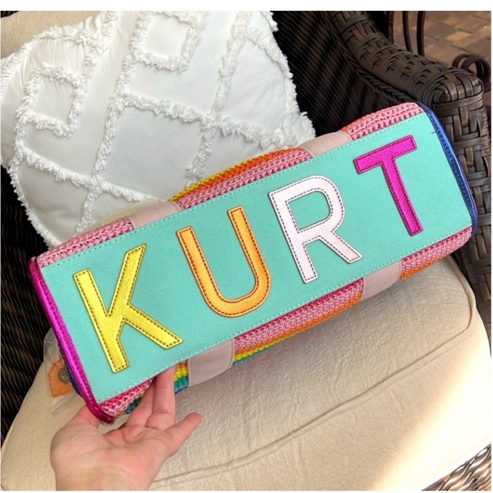 KURT GEIGER Southbank crochet rainbow large tote - Picture 10 of 16